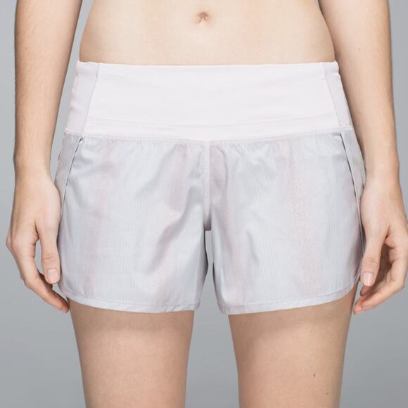 Lululemon Sparkle Silver Spoon Blush Run Times 2 Way Stretch Shorts - Picture 1 of 12